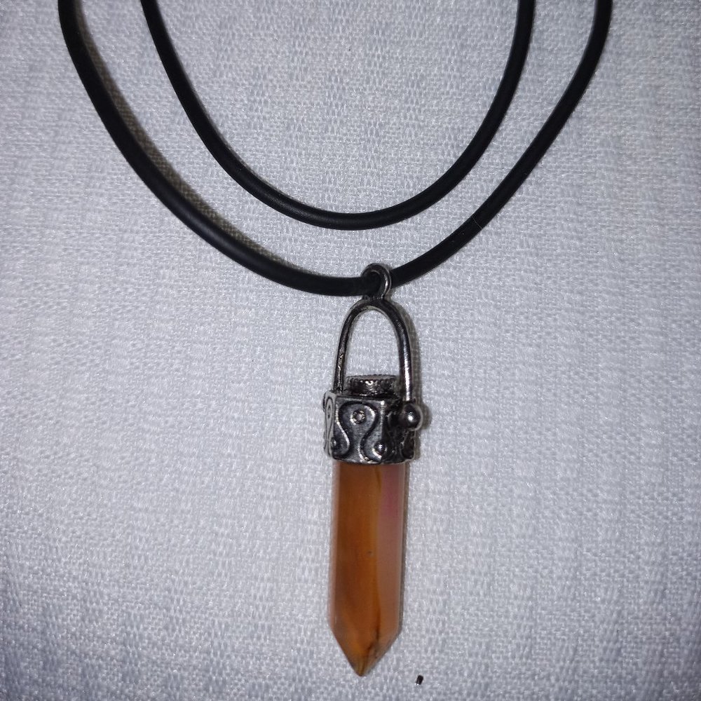 Orange Crystal Point Pendant Necklace